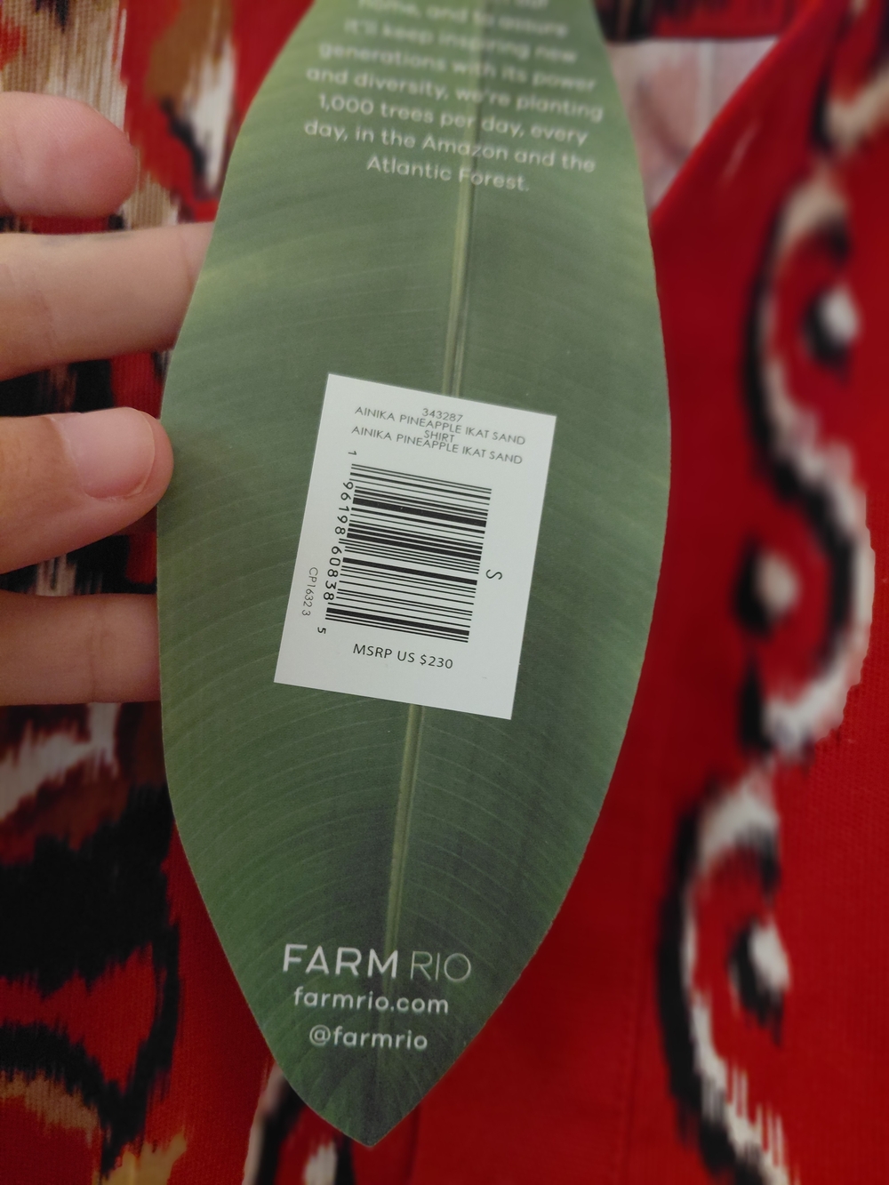 FARM Rio Red Multicolor Ikat-Style Button-Down Shirt - Picture 3 of 8